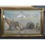 Gilt framed and glazed watercolour of Bletsoe, Bedfordshire by David Green