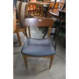 Single mid century dining chair with black rexine seats