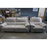 Grey leather finish 2 seater sofa and matching armchair