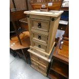 2 pine 3 drawer bedside cabinets