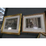 Gilt framed and glazed print of a lion, and a further limited edition print of a barn owl