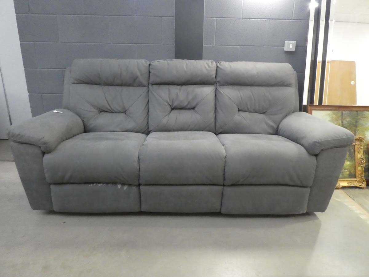 Dark grey upholstered three seater sofa
