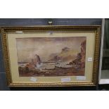 Framed and glazed coastal scene signed HW '84