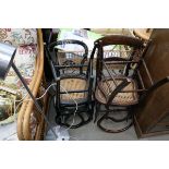 2 mother of pearl inlaid chairs plus 2 chairs with bergere seats