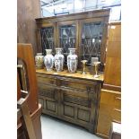 Oak dresser with glazed and leaded doors