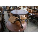 Victorian mahogany tripod table on claw feet
