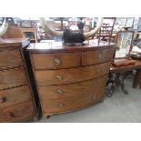 Victorian mahogany bow front chest of 2 short and 3 graduated drawers
