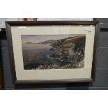 Framed and glazed painting of a Welsh coastal scene signed John Rogers '76