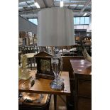 +VAT Chrome and glass table lamp with grey cylindrical shade