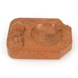 A Robert 'Mouseman' Thompson carved oak ashtray bearing the signature mouse, 10 x 7.5 cm