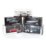 Five 1:43 scale Jaguar models comprising:Minichamps XKR GT3,Century Dragon C-X75 concept,Premium X