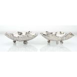 A pair of early 20th century stamped silver bon bon dishes on bun feet, maker WA, Birmingham 1937,