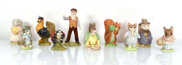 Ten Beswick and Royal Albert Beatrix Potter figures comprising:Sally Henny Penny,Mother Ladybird,