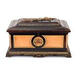 HMS Edgar: an early 20th century beech and sycamore presentation box, surmounted by a named