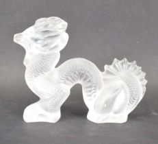 A Lalique frosted glass figure modelled as a dragon, h. 7.5 cm