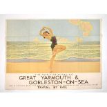 Original Chromolithograph LNER / LMS Railway Poster featuring ' Great Yarmouth & Gorleston-On-Sea.