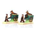 A pair of humourous Carltonware figures, each modelled as a gentleman pulling a horse and cart and