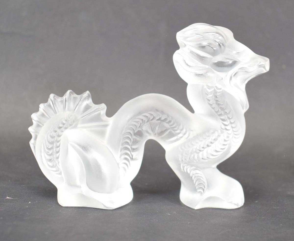 A Lalique frosted glass figure modelled as a dragon, h. 7.5 cm - Bild 2 aus 4