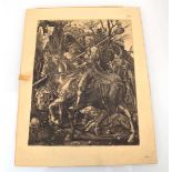 After Albrecht Durer,'A Knight, Death and the Devil', etching, 24 cm x 18 cmMargins cut, Heavy
