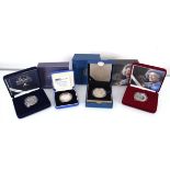 Four Royal Mint silver proof coins comprising:The Queen Mother centenary year crown,The Queen Mother
