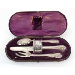 A Victorian silver and florally engraved four piece Christening set, maker GA, London 1878,cased