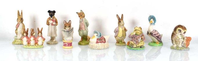 Ten Beswick and Royal Albert Beatrix Potter figures comprising:Fierce Bad Rabbit,Pickles,Mr Jeremy