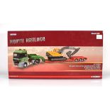 A limited edition Corgi Heavy Haulage 1:50 scale CC13816 Mercedes-Benz Actros Nooteboom low loader