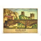 Original Chromolithograph LNER Railway Poster featuring ' Durham ' ( including Cathedral &