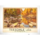 Original Chromolithograph LNER Railway Poster featuring ' Teesdale, subtitled 'Near Barnard