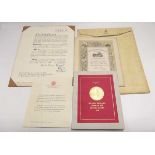 Original, mounted Certificate of the Order of the British Empire appointing the recipient (