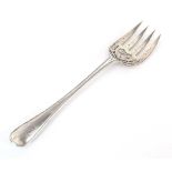 A Victorian pierced silver serving fork, maker GA, London 1858, l. 26 cm, 4 ozs