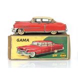 A West German Gama 300 friction driven American style tinplate car, boxedPlayworn