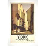 Original Chromolithograph LNER Railway Poster featuring ' York ' Subtitled ' The Shambles ' Art work