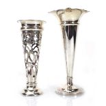 An Edwardian pieced silver spill vase sleeve, Mappin & Webb, Birmingham 1904, h. 18 cm, together