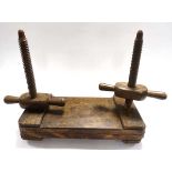 Late Victorian or early 20th.C. Double Screw Wooden Book Press, Dimensions : Length 60cm, Width