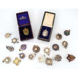Twenty-one early 20th century and later silver and base metal sporting and other medallions, various