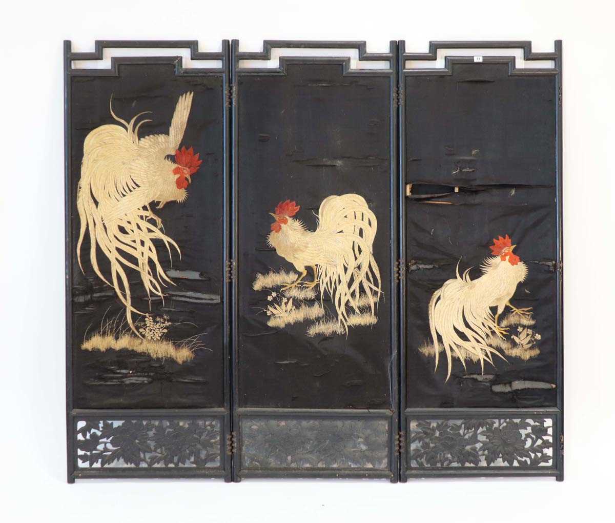 In the manner of the Aesthetic Movement, a late 19th century Chinese Export bamboo three-fold - Bild 11 aus 12