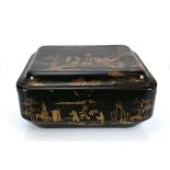 A Japanned lacquer-work box, w. 37 cm