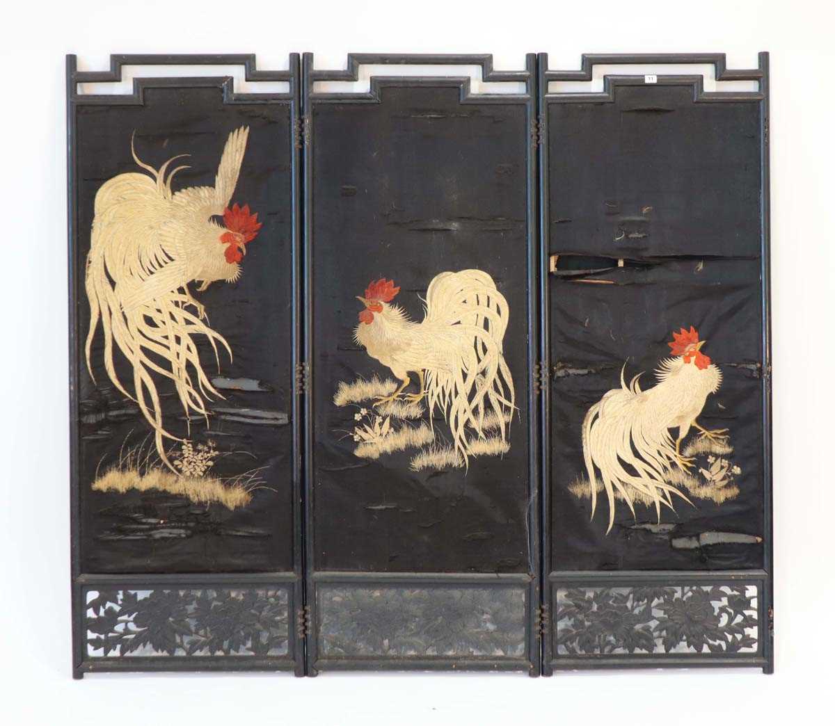 In the manner of the Aesthetic Movement, a late 19th century Chinese Export bamboo three-fold - Bild 12 aus 12