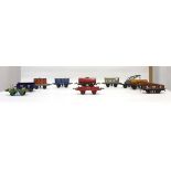 Ten items of Hornby O gauge rolling stock including crane, cattle wagon, tanker and others (10)