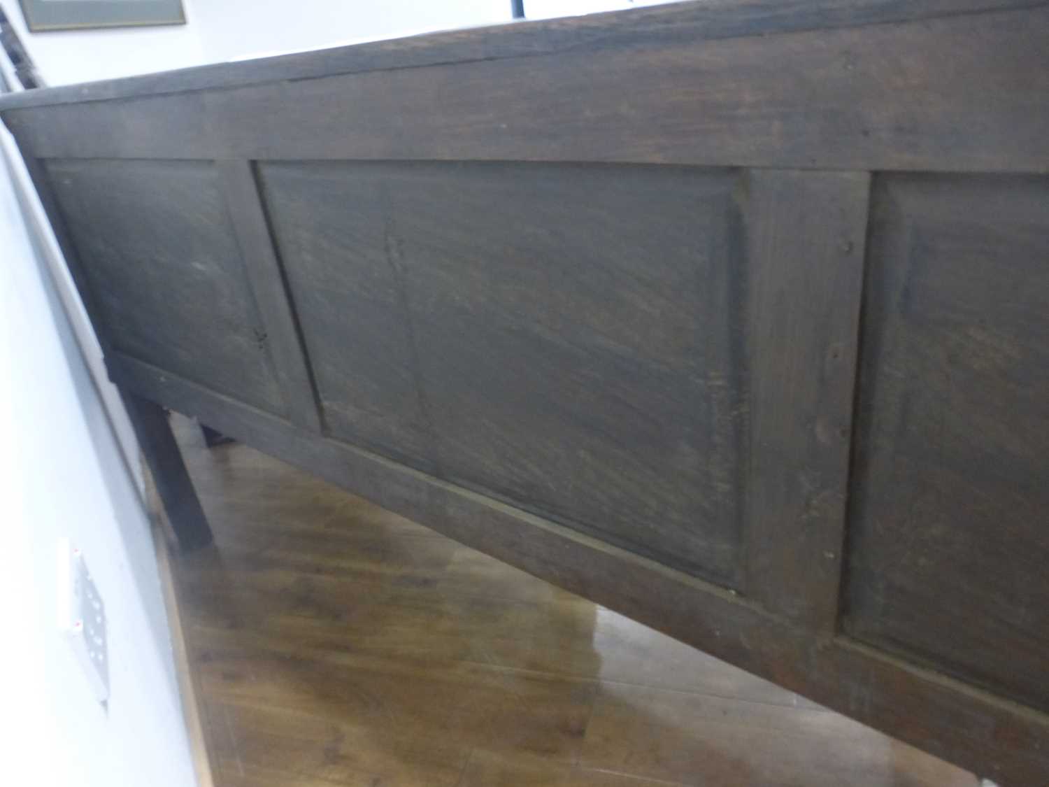 An oak dresser base incorporating 17th century elements, the central carved panelled door flanked by - Bild 8 aus 24