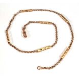 A 9ct rose gold belcher and pierced bar link chain with lobster clasp, l. 50.5 cm, 13.7 gmsNo