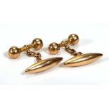 A pair of 15ct yellow gold torpedo/dumbell cufflink's, overall 4.8 gms (2)