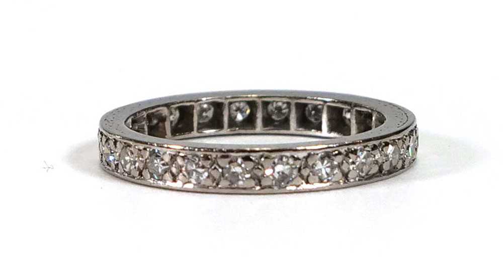 A platinum full eternity ring set brilliant cut diamonds,ring size L,2.1 gms