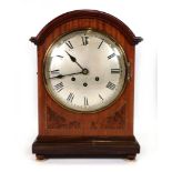 A German table clock, the Gustav Becker movement with five chimes, the silvered dial with Roman