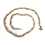 A 9ct yellow gold loop link necklace set small diamonds, l. 48.5 cm, 12.2 gms