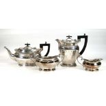 An early 20th century silver four piece tea service of plain vase shaped form, CB&S. Sheffield 1930,