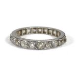 An early 20th century platinum full eternity ring set old cut diamonds,ring size P,3.2 gmsStones