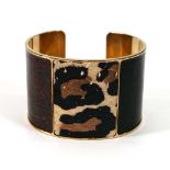 An Aspinal gold plated and snakeskin decorated cuff bracelet