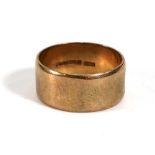 A 9ct yellow gold wedding band, London 1969, band w, 9 mm,ring size T,6.4 gms